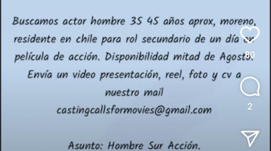 CHILE: Se busca ACTOR entre 35 y 45 años para PELÍCULA 