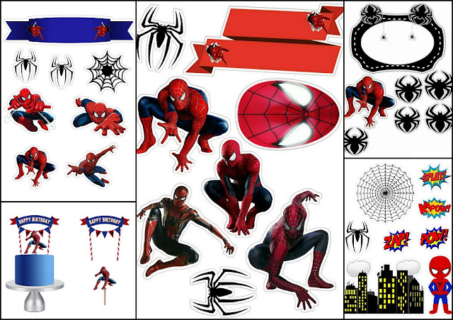 Spiderman with Spiders Free Printable Cake Toppers.