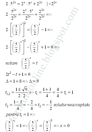 ecuatii exponentiale rezolvari