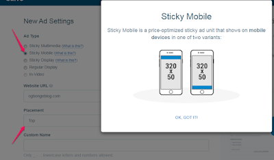 add sticky ad at the top of blogger blog mobile view