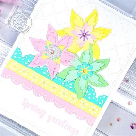 Sunny Studio Stamps: Eyelet Lace Border Dies Botanical Backdrop Dies Spring Themed Card by Ana Anderson