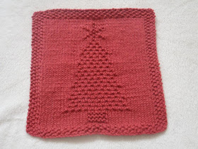 image Easy Christmas Bazaar Crafts - Knit Christmas Tree Dishcloth shown in red