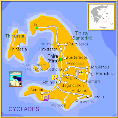 Santorini Map Geographic City