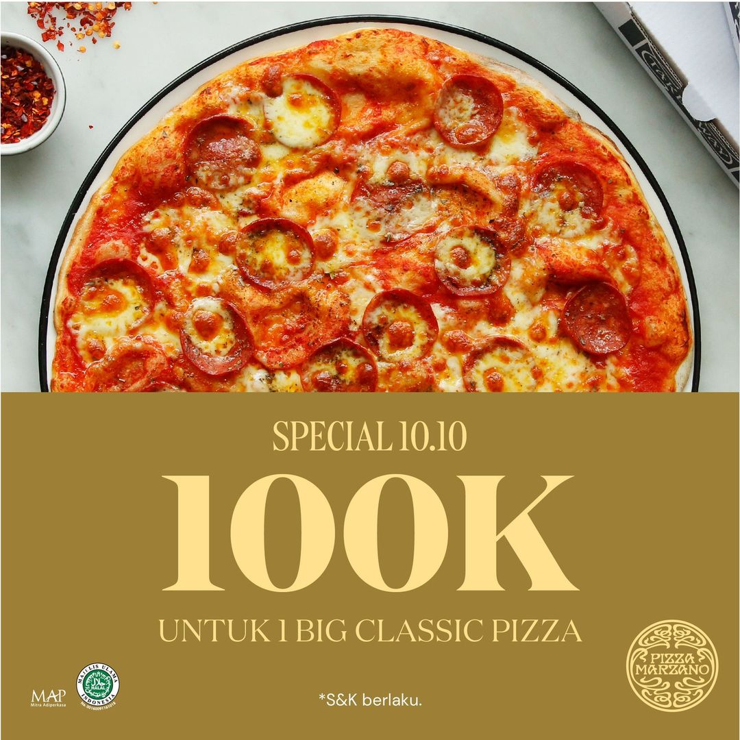 Promo PIZZA MARZANO SPECIAL 10.10 – BIG CLASSIC PIZZA 100K