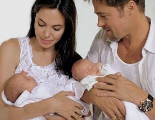 Angelina Jolie and Brad Pitt with twins