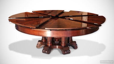 This unique and amazing table is capable of automatically doubling its  seating capacity w Expandable Round Dining Table The Fletcher Capstan Table