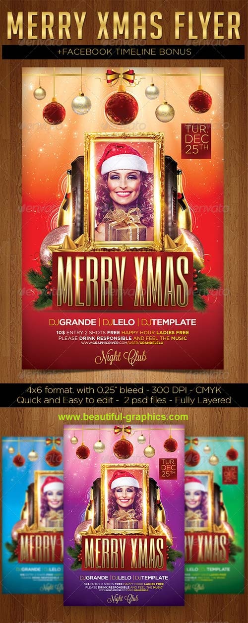 Merry Xmas Flyer Photoshop template