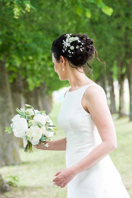 fleuriste mariage Lyon, Rhône, bouquet de mariée blanc, pivoines