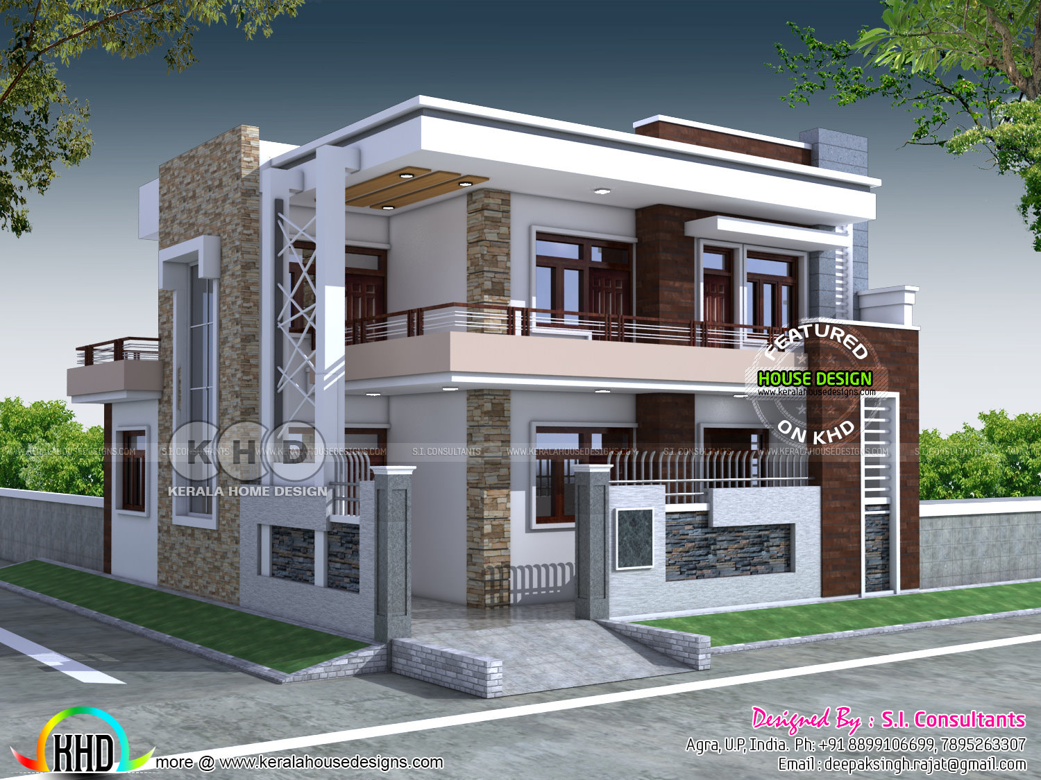 37x42 5 bedroom  contemporary house  Kerala  home  design  