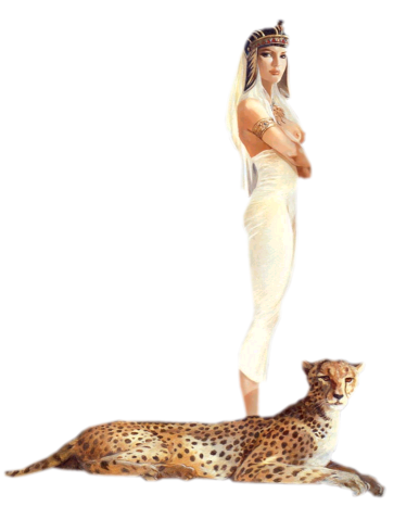 chica faraona con guepardo 