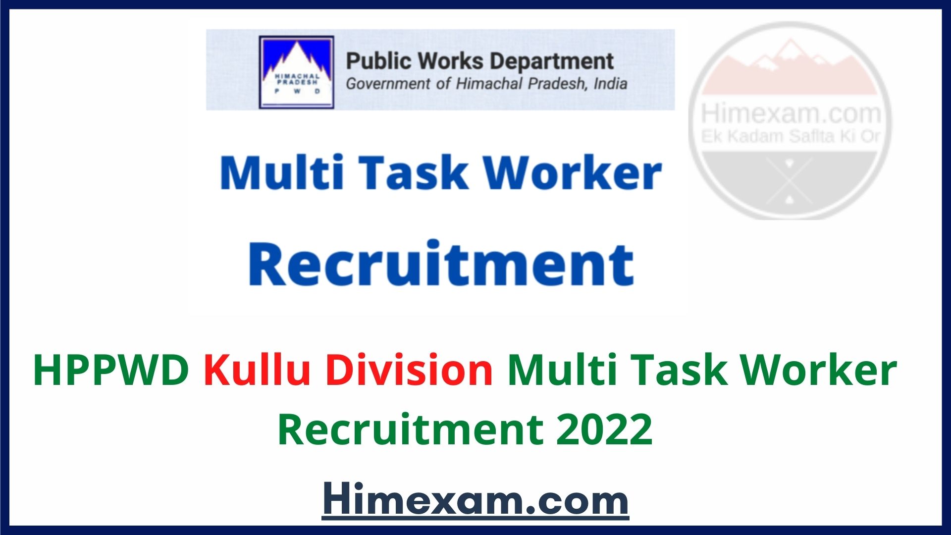 HPPWD Kullu Division Multi Task Worker Recruitment 2022