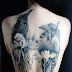 Two Crows Feathered Flying Birds on Women Back