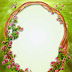 Green Frame with Butterfly and Rose Flowers