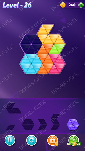 Block! Triangle Puzzle 6 Mania Level 26 Solution, Cheats, Walkthrough for Android, iPhone, iPad and iPod