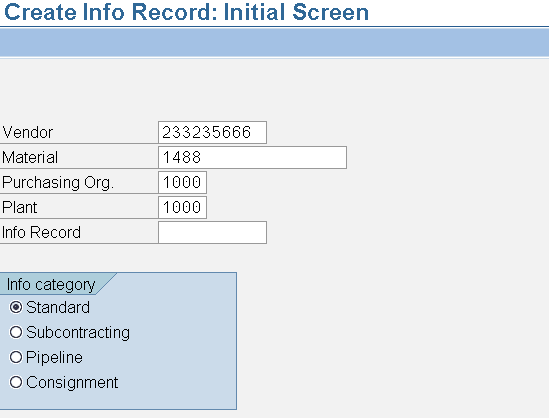 Purchase Info Record SAP MM