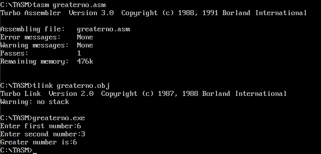 how to find greater number in assembly language program, how to find which number is greater between two numbers in assembly language program