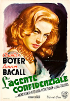 L'AGENTE CONFIDENZIALE. Italia. Cartel Foglio: 70 x 100 cms. Autor: Luigi Martinati. Imprenta: Grafiche I.G.A.P., Roma. AGENTE CONFIDENCIAL. Confidential Agent. 1945. Estados Unidos. Dirección: Herman Shumlin. Reparto: Charles Boyer, Lauren Bacall, Victor Francen, Wanda Hendrix, George Coulouris, Peter Lorre, Katina Paxinou, John Warburton, Holmes Herbert, Dan Seymour, Art Foster, Miles Mander, Lawrence Grant, Ian Wolfe, George Zucco.