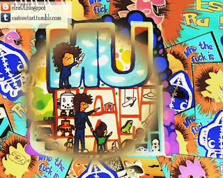 sticker de street art que se expone en el museo del juguete antiguo méxico