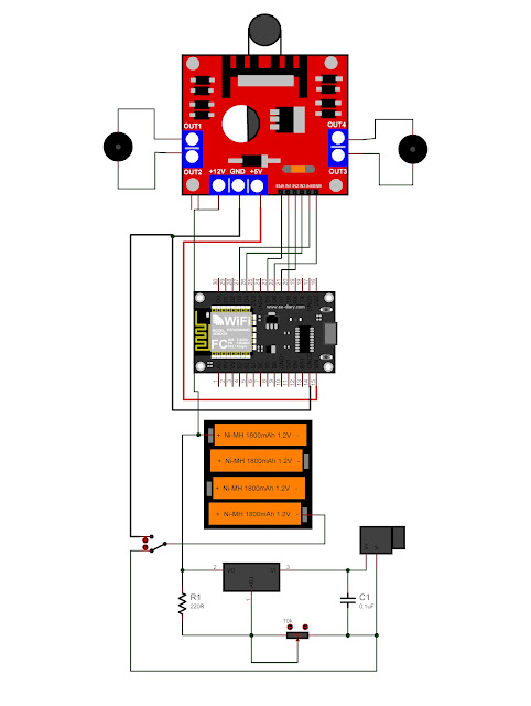 NodeMCU Mobile WiFi controlled Car Circuit Diagram