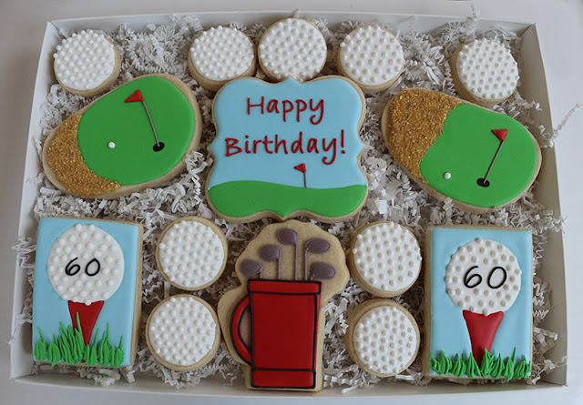 golf themed birthday cookie package