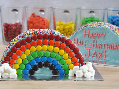 √70以上 half year rainbow half birthday cake 246458