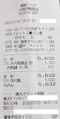 鎌倉パスタ 鶴見店 2022/7/3 飲食