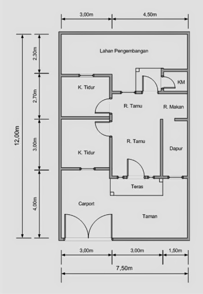 Denah rumah minimalis luas tanah 90m2 - blog berbagi