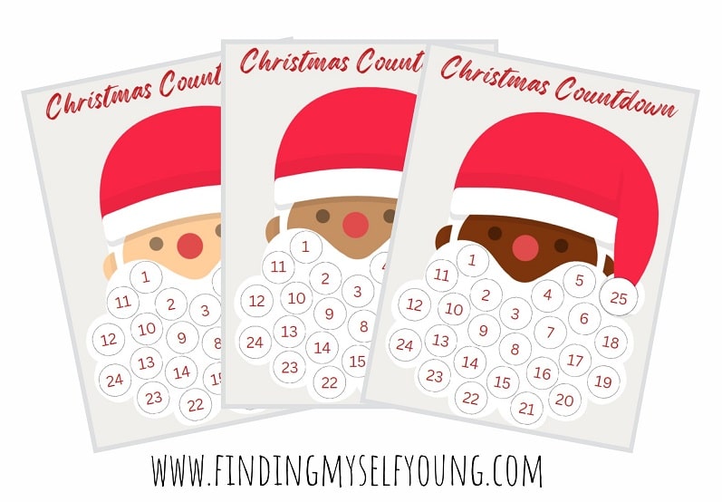 printable santa beard christmas countdown