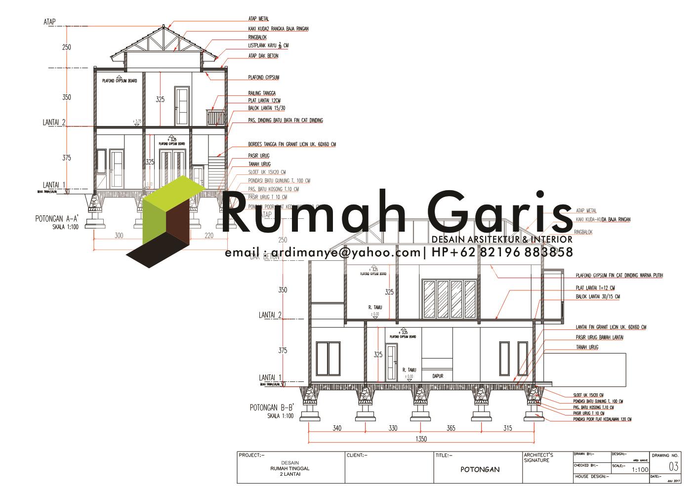 Jasa Gambar Rumah 2 Dimensi Desain Rumah Garis