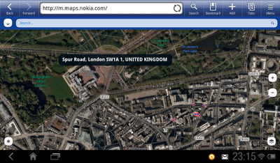 Nokia Maps for mobile web on Android tablet