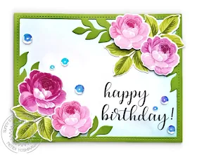 Sunny Studio Stamps: Everything's Rosy Layered Rose Birthday Card (using Everyday Greetings Stamps & Botanical Backdrop Dies)