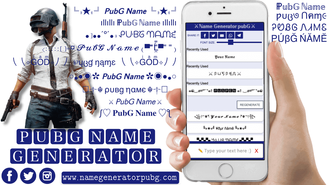 Шрифты для ников мобайл. PUBG name Generator. Имя для ПУБГ мобайл.