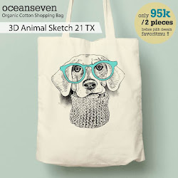 OceanSeven_Shopping Bag_Tas Belanja__Nature & Animal_3D Animal Sketch 21 TX