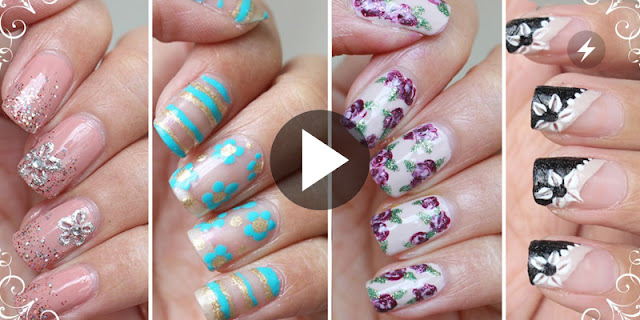 How To Apply These Four Flower Nail Art Designs - See Tutorial