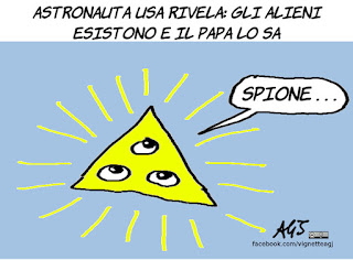 papa, alieni, umorismo, vignetta