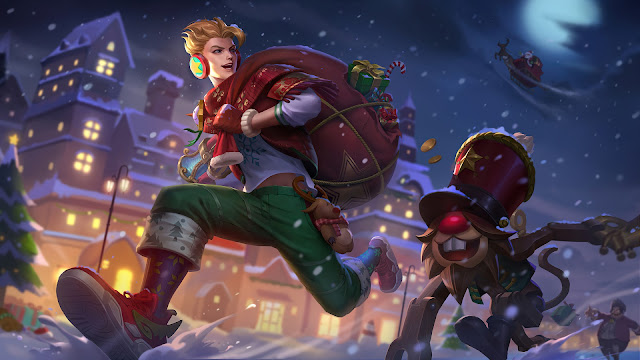 claude christmas carnival special skin mobile legends wallpaper hd