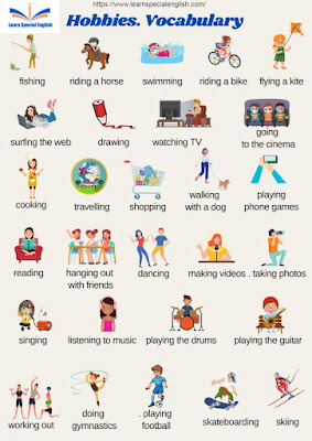 hobbies vocabulary that we use every day in English