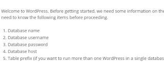 informasi database di perlukan untuk install wordpress