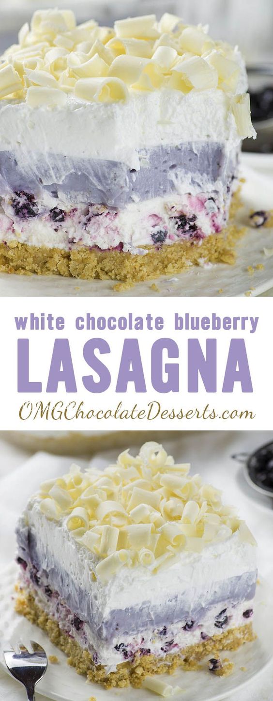 White Chocolate Blueberry Lasagna is perfect summer dessert recipe- light, easy and no oven required!!!