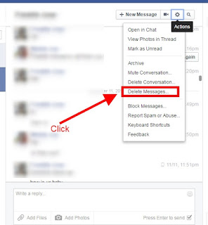 delete message in facebook