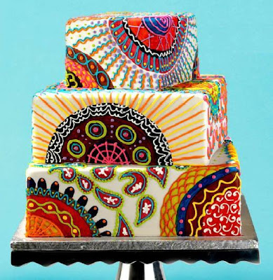 colorful abstract wedding cake