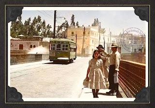 🧩 Tranvía eléctrico en el Puente Bolognesi 1957