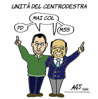 berlusconi, salvini, centrodestra, pd, m5s, alleanza di governo, politica, vignetta, satira