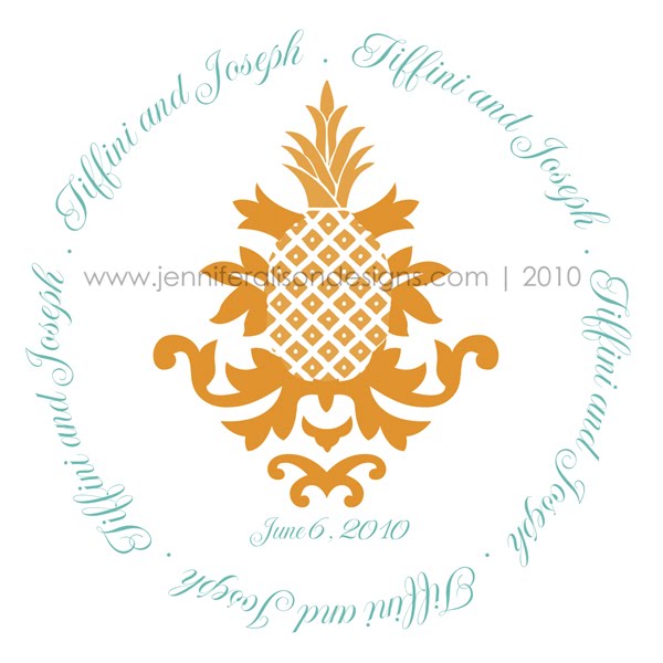 Tiffini ordered these Pineapple Damask custom wedding monograms for her 