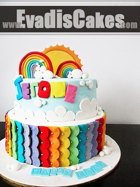 Full view of rainbow cake