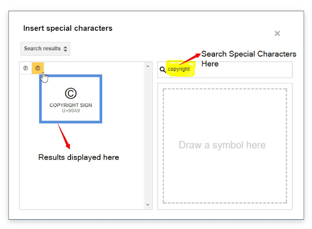 Add special characters by Searching Them