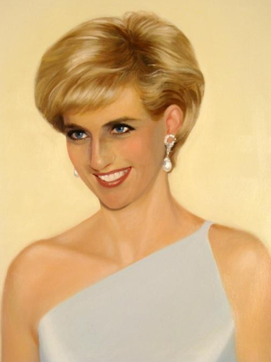 Original oil on canvas portrait of Princess Diana by William Chambers