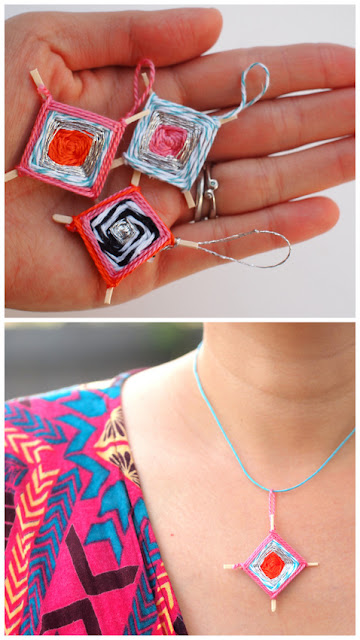 Make Tiny God's Eye Woven Pendants - Such a cute craft for older kids!