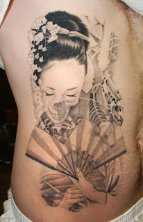 Back Japanese Geisha Tattoo Design