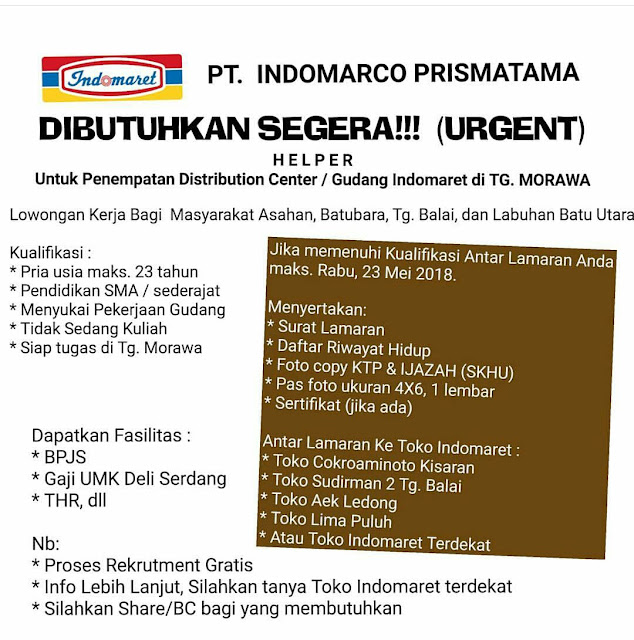 Surat Lamaran Kerja Indomaret Tanjung Morawa ...